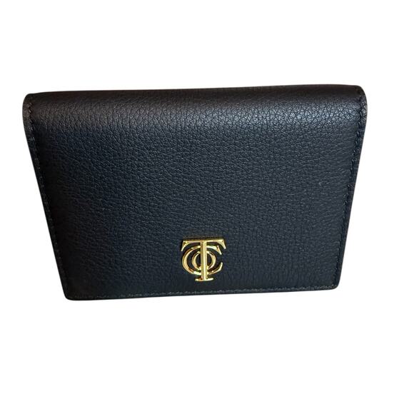 Tiffany & Co. Deco Flap Card Holder Case Black Leather - Picture 4 of 7